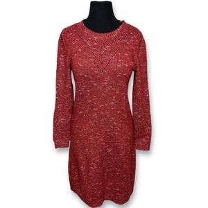 Talbots Sweater Dress‎ Knit Pointelle Long Sleeve Casual Red Small Petite SP